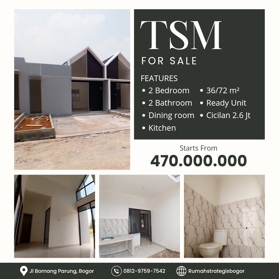 Properti terdaftar untuk dijual atau disewa - RUMAH READY STOCK di bomang bogor 100 rbu all in